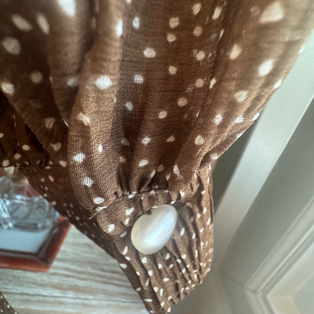 Vince Starry Dot Brown Long Sleeve Dress - Picture 6 of 9